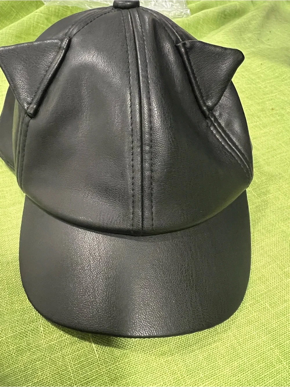GAP Black Faux Leather Cat Ear Baseball Cap kids 2/3 years
